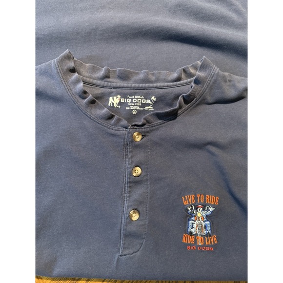 Y2K Big Dogs Motorcycle Live To Ride Ride To Live Biker Navy T Shirt XL - Picture 6 of 8
